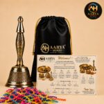 AARYA HOMES Premium Brass Hand Bell for Puja | Heavy Engraved Temple Ghanti | Traditional Pooja Bell for Home, Mandir & Office | Auspicious Hindu Prayer Bell | Pure Brass Finish | PURE LIVING. - Image 2