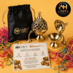 AARYA HOMES Traditional Handmade Brass Dhupdani for Pooja | Premium Brass Incense Burner for Dhoop, Loban, Guggal & Camphor | Decorative Brass Dhoop Dani for Home, Temple & Meditation | Gift for Festivals | PURE LIVING. - Image 3