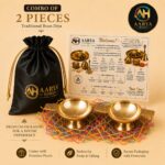 AARYA HOMES Premium Pure Brass Decorative Diya (Pack of 2) | Handcrafted Heavy Brass Oil Lamp for Pooja, Aarti, Temple, Diwali Decoration, Home Mandir & Festival Gifting | Golden Finish | PURE LIVING. - Image 5