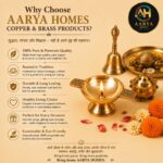 AARYA HOMES Premium Pure Brass Decorative Diya (Pack of 2) | Handcrafted Heavy Brass Oil Lamp for Pooja, Aarti, Temple, Diwali Decoration, Home Mandir & Festival Gifting | Golden Finish | PURE LIVING. - Image 3