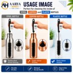 AARYA HOMES Bottle Cleaning Brush | Pack Of 1 | 11inch Length (5.5inch Cleaning Head & 5.5inch Handle) | High-Density Bristles | RUST Proof & Durable | BPA Free | Non-Toxic | Easy Grip | Suitable For All Kinds Of Bottles | All Black First in Class | PURE LIVING. - Image 4