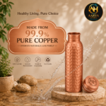 AARYA HOMES Pure Hammered Copper Water Bottle with Anti Oxidant Properties (950ml) | BPA-Free & Leak Proof Ayurvedic Drinkware Vessel for Home Office and Travel | 99.9% Pure Copper | Ayurveda Inspired | PURE LIVING. - Image 8