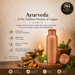 AARYA HOMES Pure Hammered Copper Water Bottle with Anti Oxidant Properties (950ml) | BPA-Free & Leak Proof Ayurvedic Drinkware Vessel for Home Office and Travel | 99.9% Pure Copper | Ayurveda Inspired | PURE LIVING. - Image 4