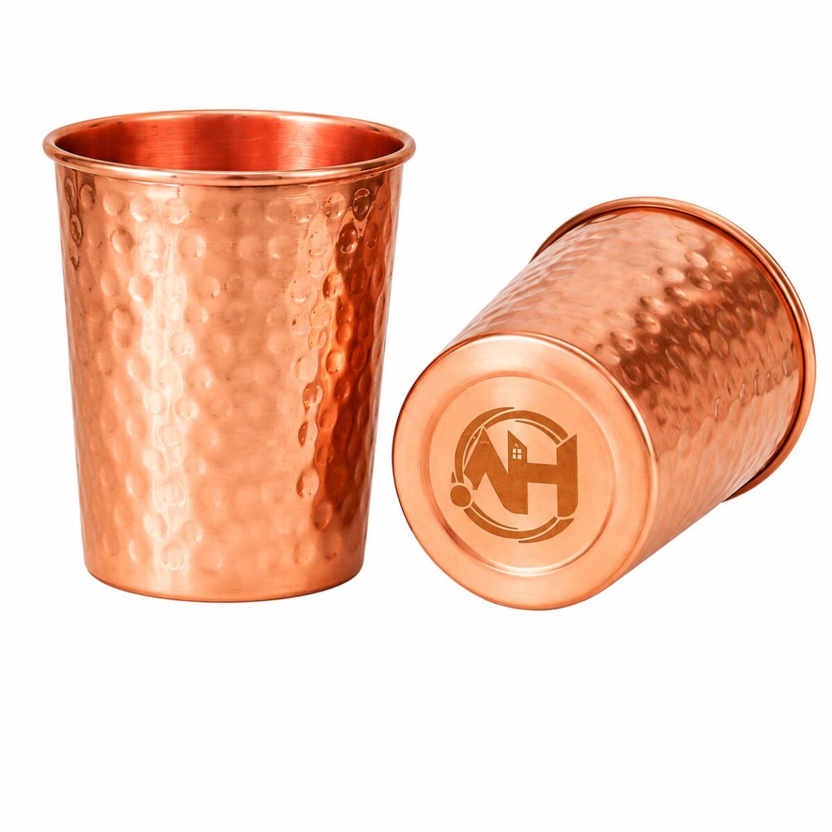AARYA HOMES Pure Copper Hammered Glass (Pack of 2, 300ml Each) | 99.9% Pure Copper | Drinking Serving Water | Design for Ayurveda Wellness | Traditional Handcrafted Copper Utensil | PURE LIVING. - Image 9