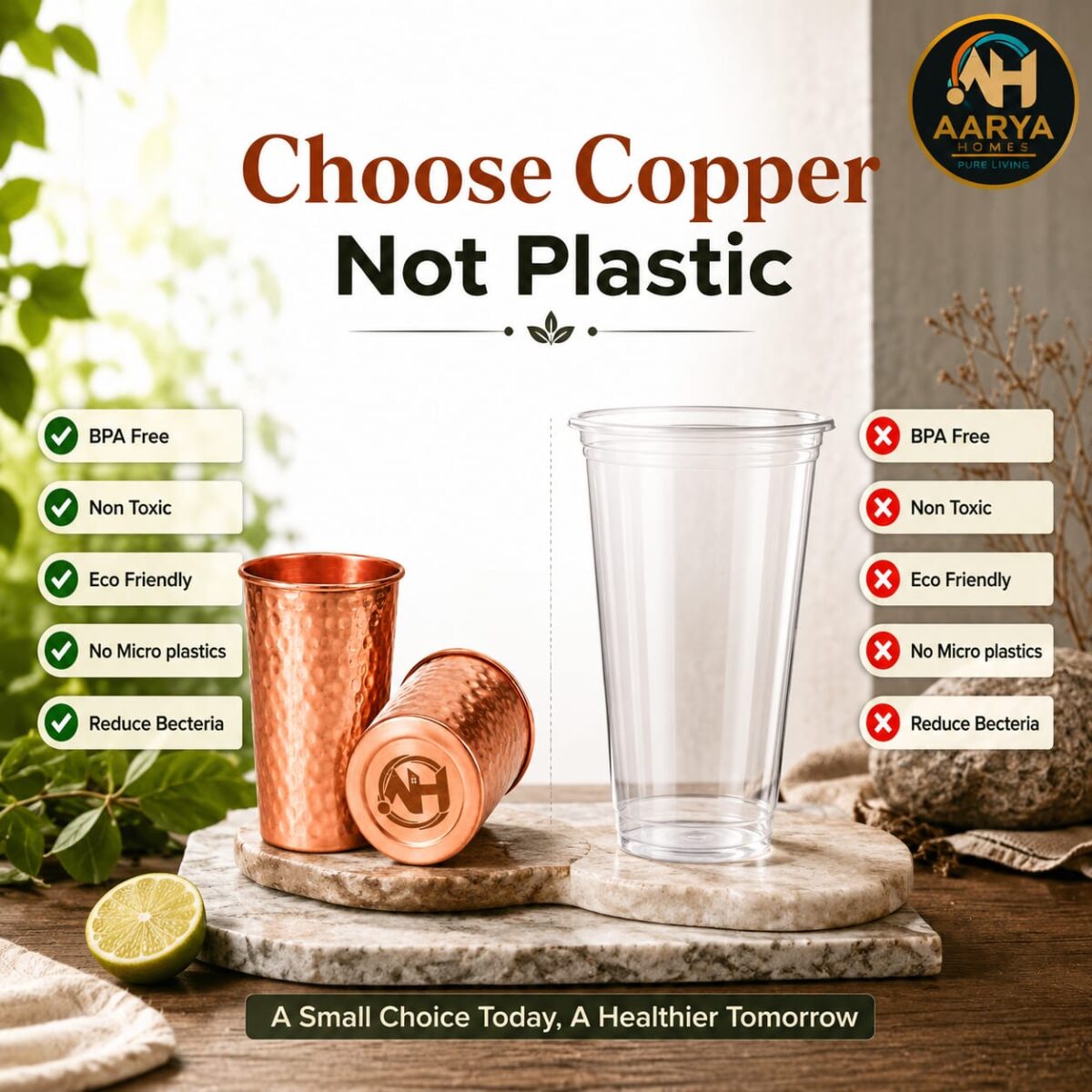 AARYA HOMES Pure Copper Hammered Glass (Pack of 2, 300ml Each) | 99.9% Pure Copper | Drinking Serving Water | Design for Ayurveda Wellness | Traditional Handcrafted Copper Utensil | PURE LIVING. - Image 7