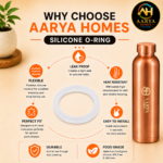 AARYA HOMES Food Grade Silicone O-Ring for Copper Water Bottle Cap | Inner Size | Leak Proof Replacement Silicone Seal Ring | BPA Free, Reusable & Durable Bottle Gasket | White | Pack of 4 | PURE LIVING. - Image 3
