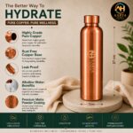 AARYA HOMES Pure Copper Water Bottle (950ml) | 100% Pure BPA-Free & Leak Proof | High-Quality Pure Copper | With Anti Oxidant Properties | Ayurveda Inspired | Provides Health Benefits | PURE LIVING. - Image 8