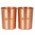AARYA HOMES Pure Copper Plain Glass (Pack of 2, 300ml Each) | High-Quality Pure Copper | Drinking Serving Water | Design for Ayurveda Wellness | Traditional Handcrafted Copper Utensil | PURE LIVING.