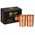 AARYA HOMES Pure Copper Plain Glass (Pack of 2, 300ml Each) | High-Quality Pure Copper | Drinking Serving Water | Design for Ayurveda Wellness | Traditional Handcrafted Copper Utensil | PURE LIVING.